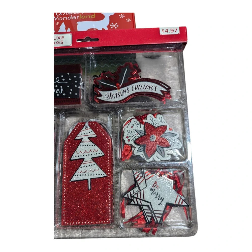 Winter Wonderland-40 Piece Deluxe Gift Tag Set (New) and Decorative Tin (used)